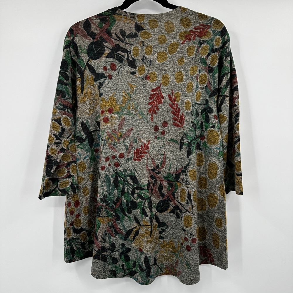 Inoah Womens Floral Botanical Print Tunic Top Grey Small Art to Wear Earthy Boho - Picture 5 of 8
